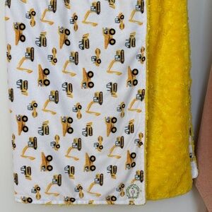 Yellow and White Construction Vehicle Blanket